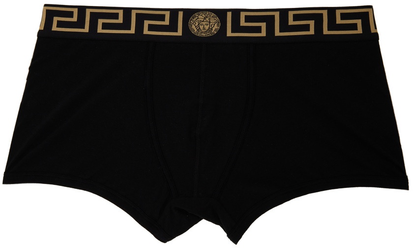 Versace Underwear Black Long Greca Border Boxer Briefs Versace Underwear