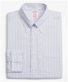 Brooks Brothers Men's Cool Madison Relaxed-Fit Dress Shirt, Non-Iron Stripe | Purple
