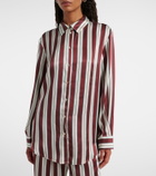 Asceno Striped silk satin pajama shirt