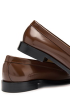 Stuart Weitzman Lottie Colour-blocked Glossed Leather Loafers Brown