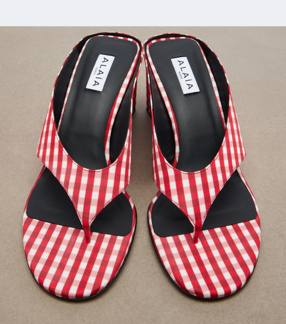 Alaïa Cube gingham wedge sandals
