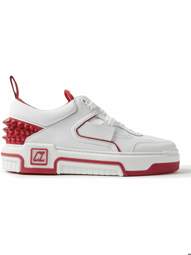 Photo: Christian Louboutin - Astroloubi Spiked Leather and Mesh Sneakers - White
