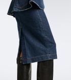 Sacai Belted peplum denim midi skirt