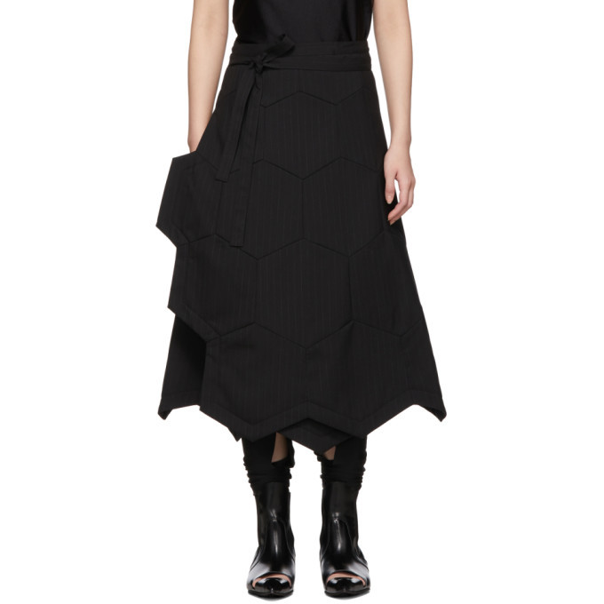 COMME des GARCONS 04AW wool Docking Design Pleated skirt black S