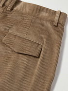 LOEWE - Wide-Leg Pleated Embellished Cotton and Cashmere-Blend Corduroy Trousers - Neutrals