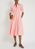 Emilia Wickstead Ruble Belted Cotton Midi Shirt Dress Light Pink