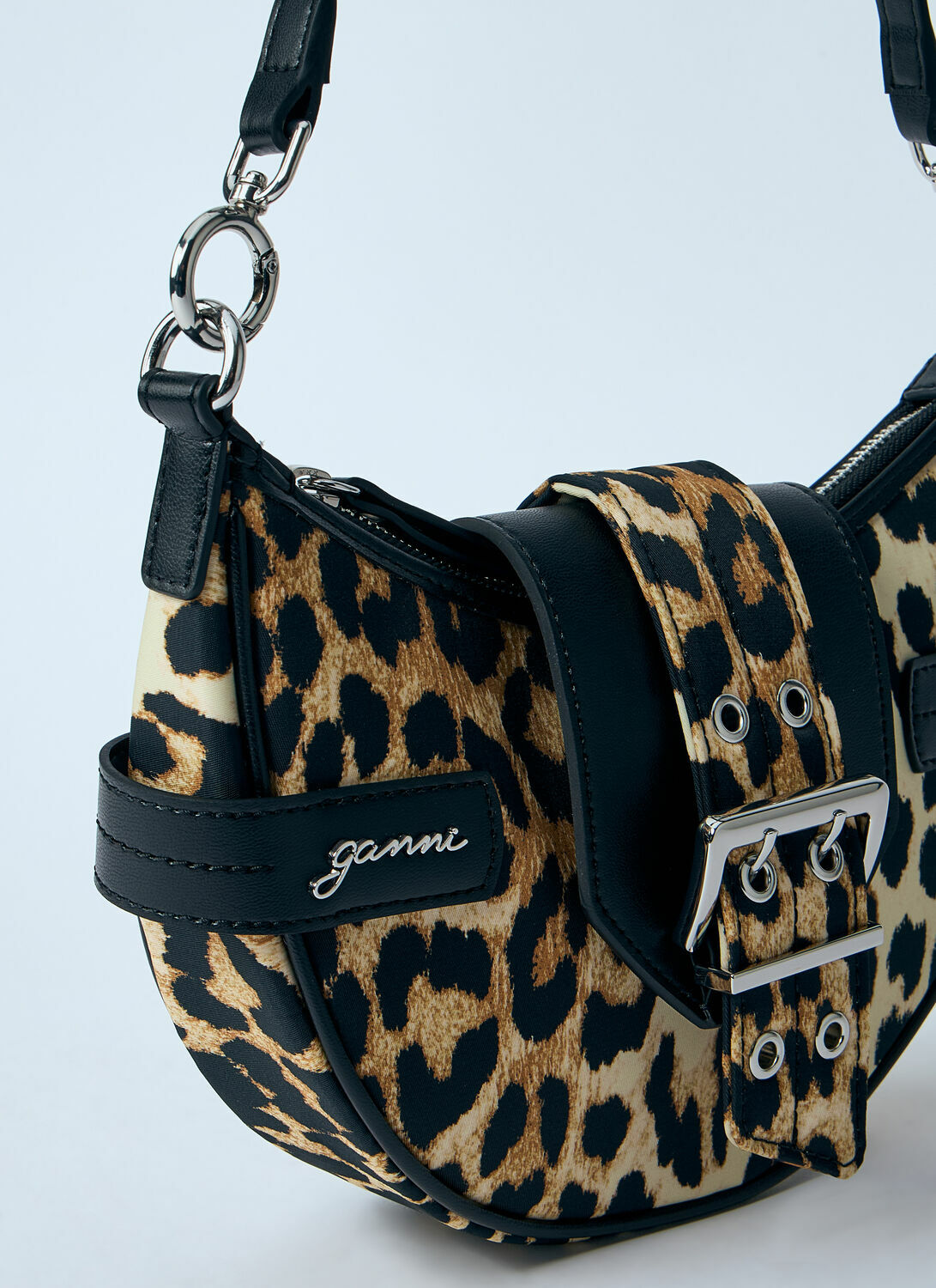 GANNI Small Leopard Bucky Crossbody Bag