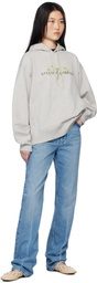 Stella McCartney Gray Floral Embroidered Logo Hoodie