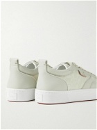 Christian Louboutin - Happyrui Suede-Trimmed Leather and Canvas-Jacquard Sneakers - Gray