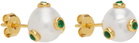 VEERT Gold Polka Dot Pearl Earrings