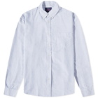 Portuguese Flannel Men's Belavista Stripe Button Down Oxford Shirt in White/Blue