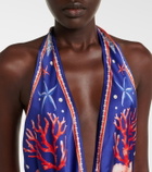 Retrofête Ledda printed silk-blend romper