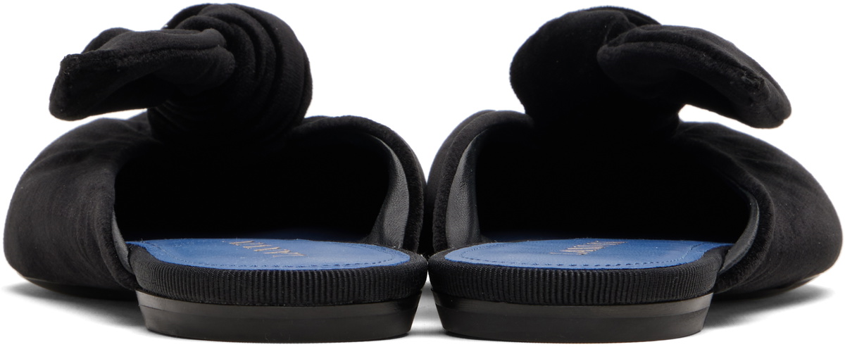 Lanvin Black Midnight Step Velvet Bow Mule Flats