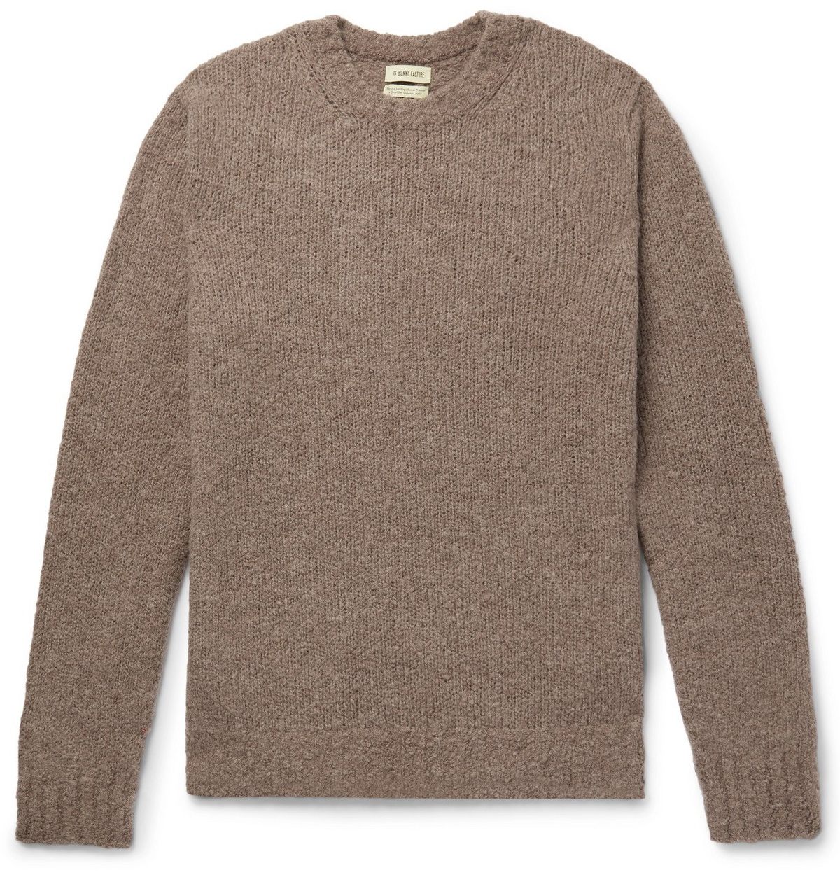 de Bonne Facture Boucle Wool Crewneck Knit Sweater - Undyed Taupe S