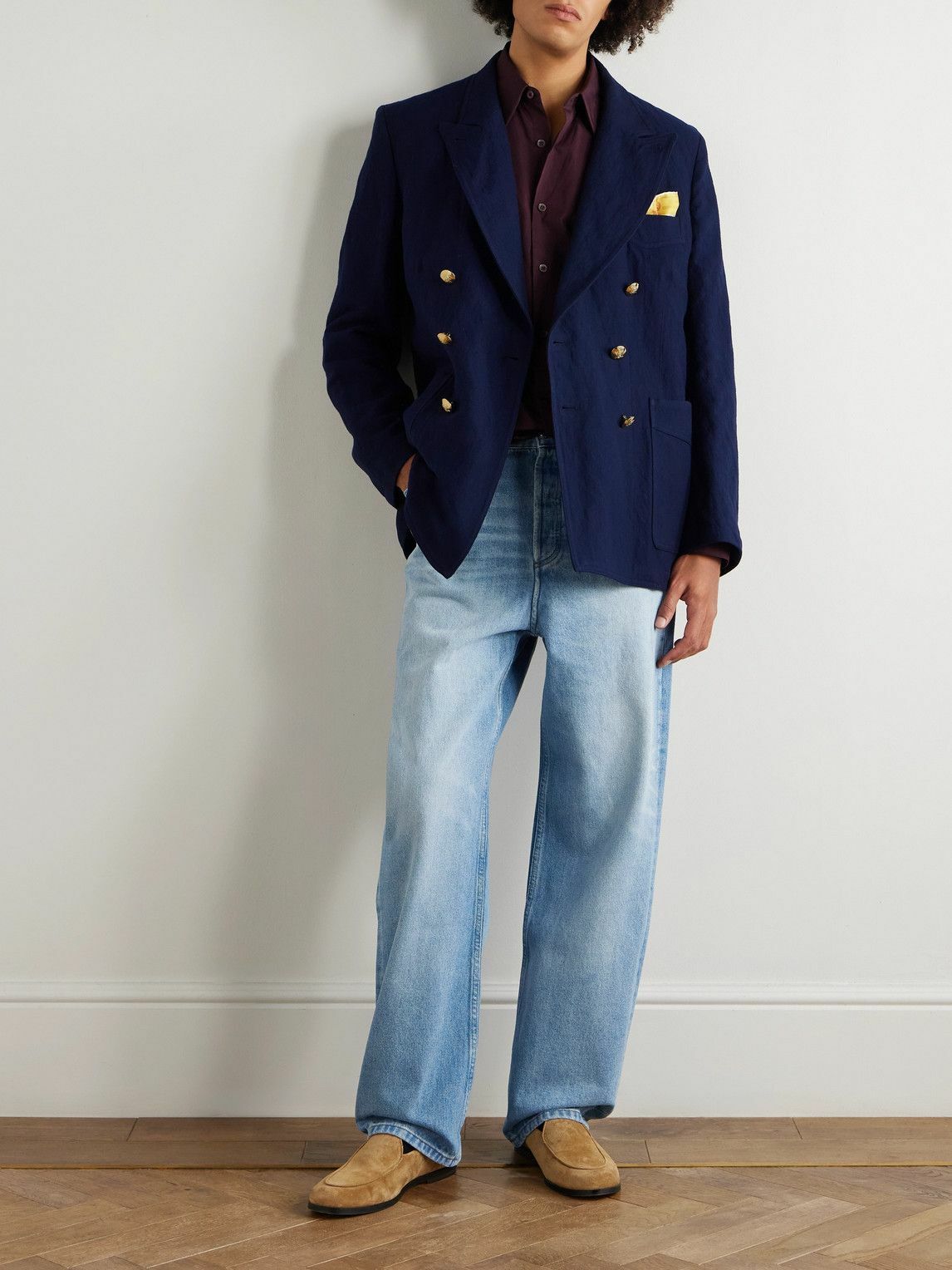 Drake's - MKIII Double-Breasted Twill Blazer - Blue