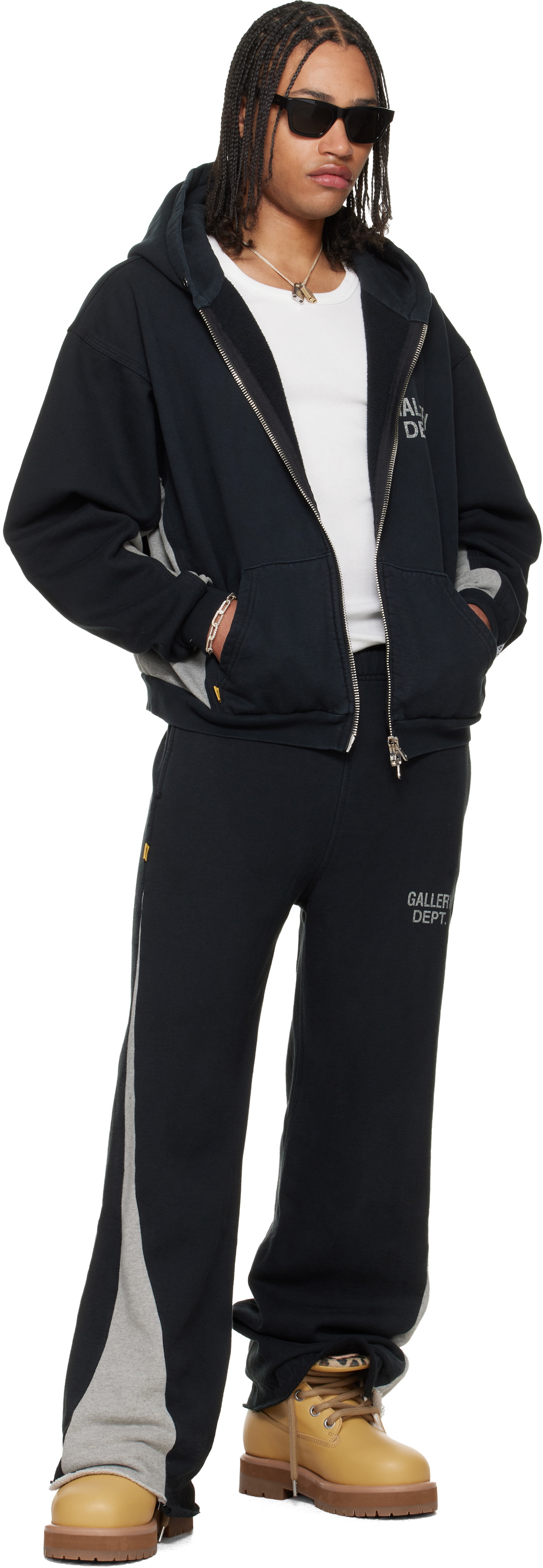 Gallery Dept. Black & Gray Contrast Panel Hoodie