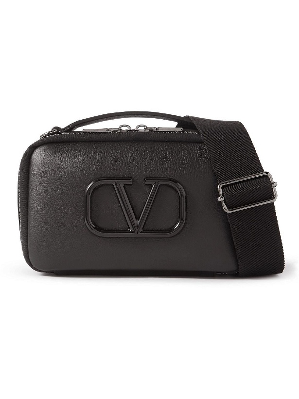 Photo: Valentino - Valentino Garavani Logo-Embellished Full-Grain Leather Messenger Bag
