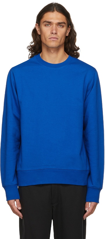 Photo: Y-3 Blue Logo Crewneck Sweatshirt
