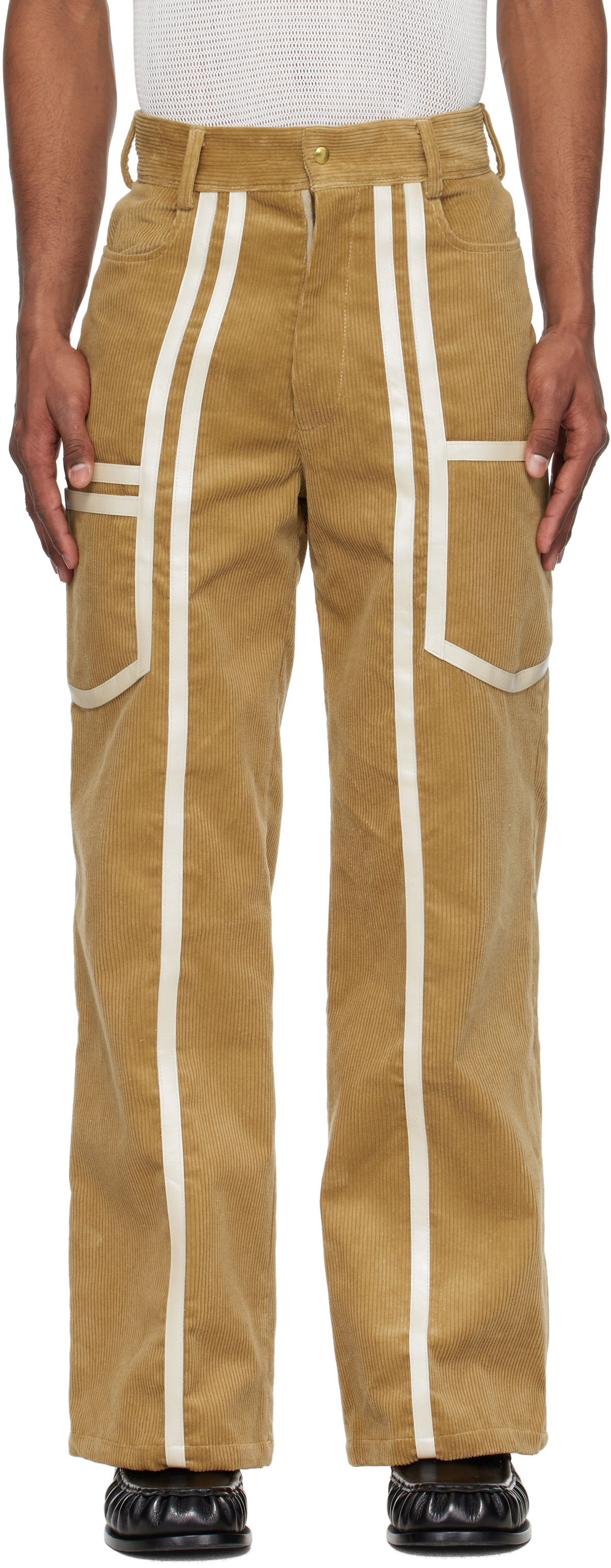 Stanley Raffington Beige Corduroy Cargo Pants