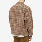 Auralee Men's Linen Silk Check Jacket in Brown Check