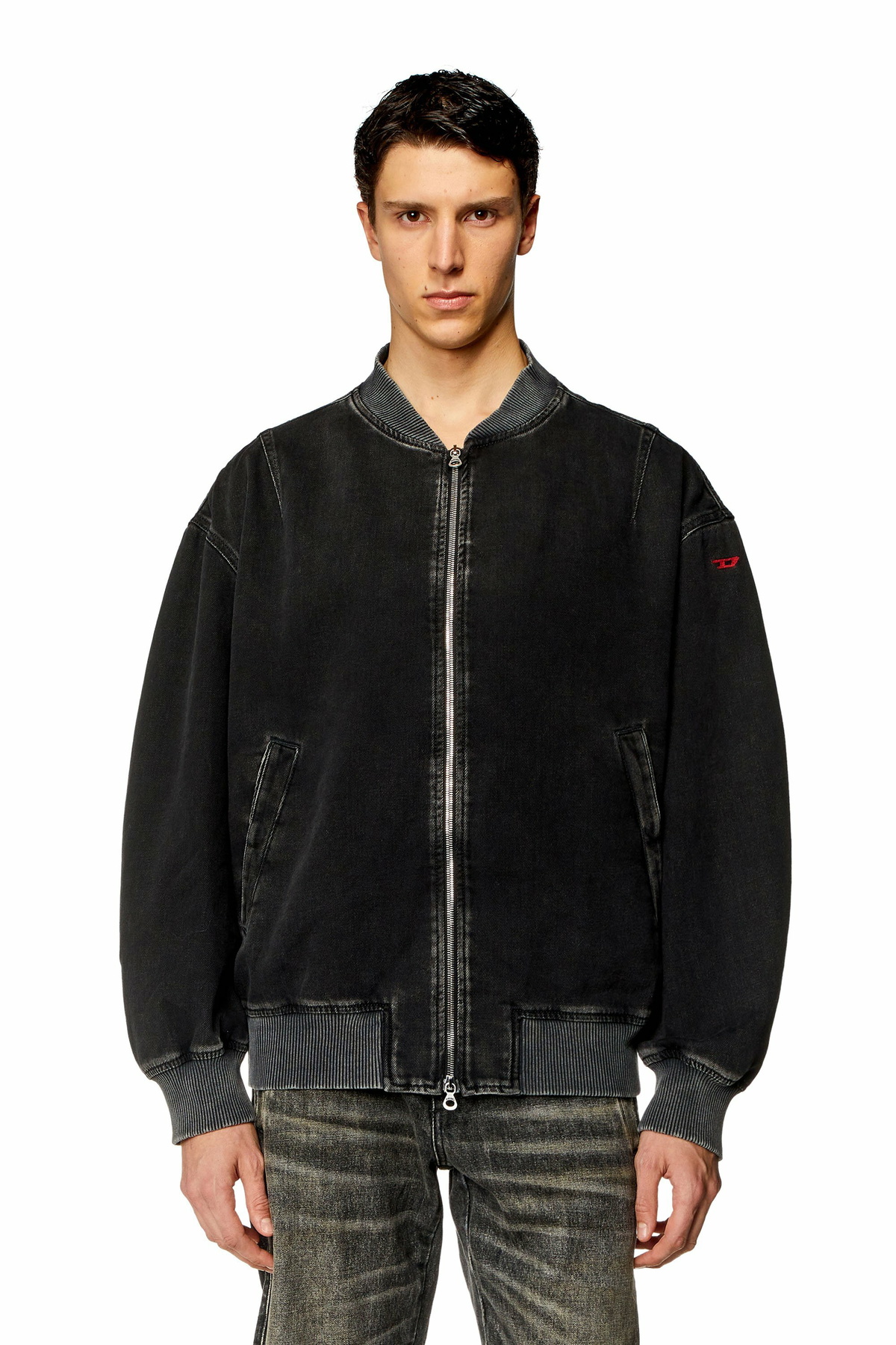 Diesel Bomber jacket in clean-wash denim - Denim Jackets Mens in