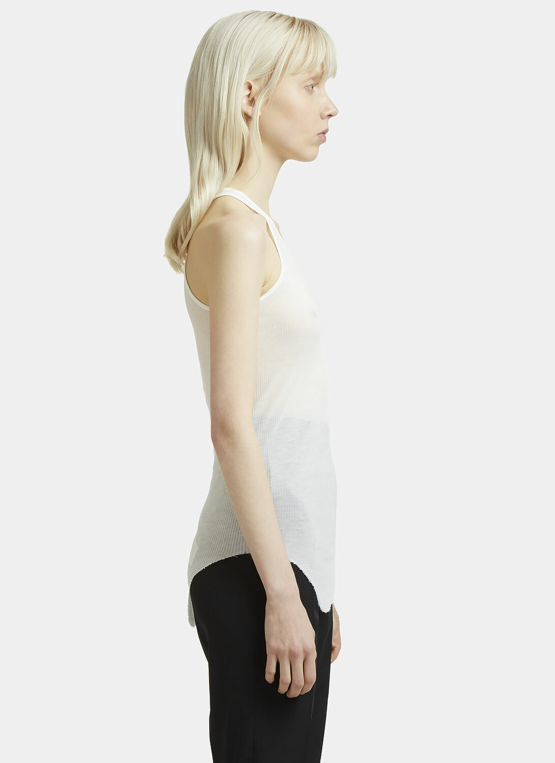 Rick Owens Rib Knit Crew Neck Vest Top