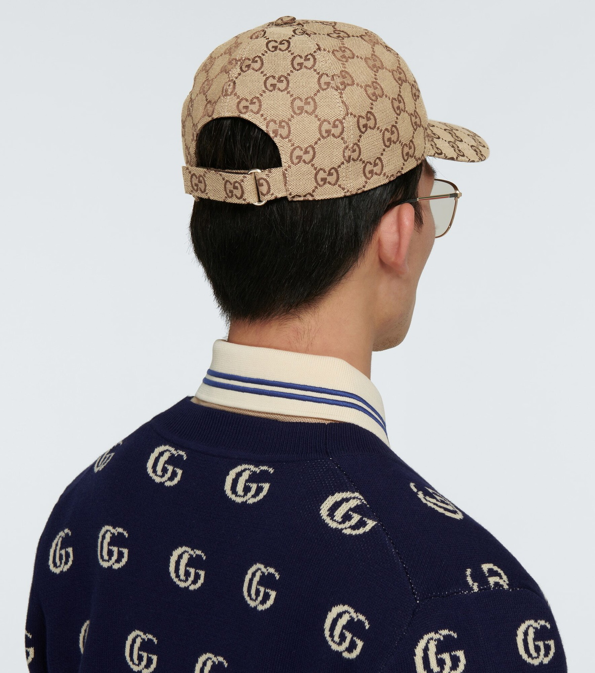 New Hat Baseball Cap Brown GG Canvas Gold and Tan Unisex Cap Gucci Original GG Canvas Baseball Hat Brown with Web Detail  main image 3