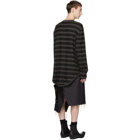 Julius Black and Grey Striped Long Sleeve T-Shirt