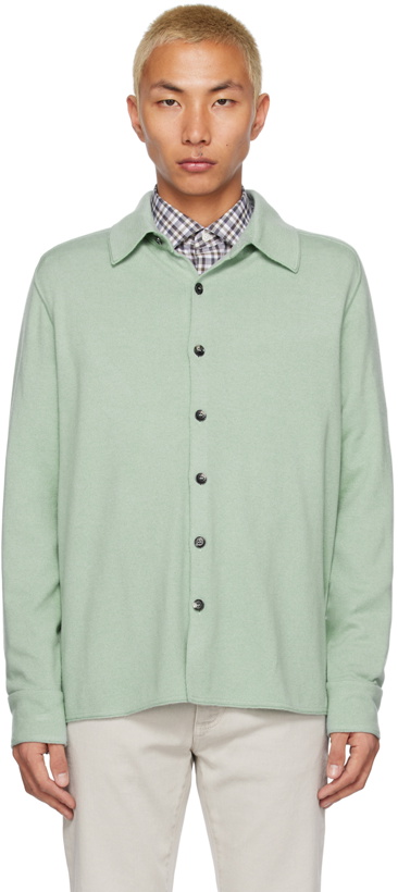 Photo: ZEGNA Green Spread Collar Shirt
