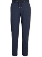 HUGO BOSS - Bardon Slim-Fit Cotton-Blend Seersucker Drawstring Suit Trousers - Blue