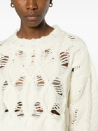 AISLING CAMPS White Cable Knit Cropped Sweater