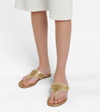 Loro Piana - Jovis metallic leather thong sandals