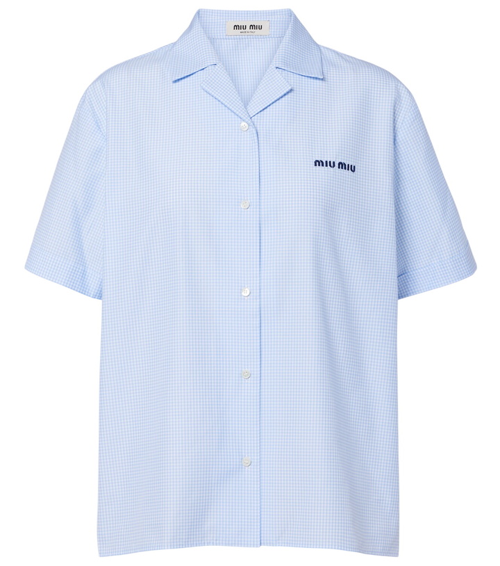 Photo: Miu Miu Gingham cotton poplin shirt