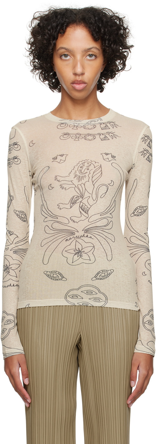 Nanushka Beige Lymee Long Sleeve T-Shirt