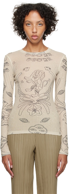 Photo: Nanushka Beige Lymee Long Sleeve T-Shirt