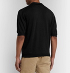 Inis Meáin - Knitted Linen and Cotton-Blend Half-Zip Polo Shirt - Black