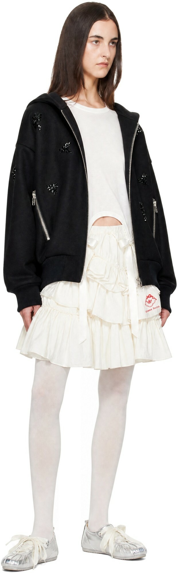 Simone Rocha Black Embellished Oversized Split Hood Jacket