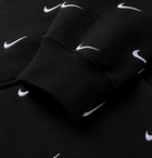 Nike - Logo-Embroidered Fleece-Back Cotton-Blend Jersey Hoodie - Black