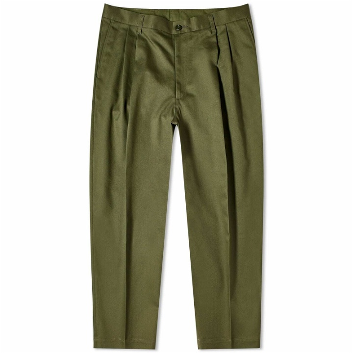 Photo: Neighborhood Men's Two Tuck Trousers in Olive Drab