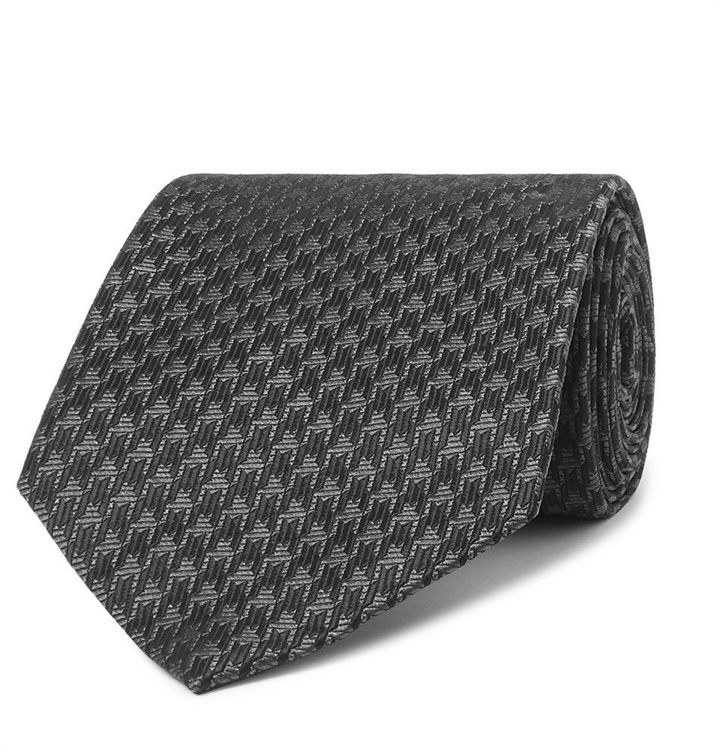 Photo: TOM FORD - 8cm Houndstooth Woven Silk-Blend Tie - Black