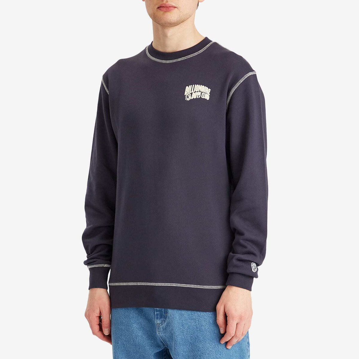 Billionaire Boys Club Men's Small Arch Logo Contrast Stitch Sweat in Navy