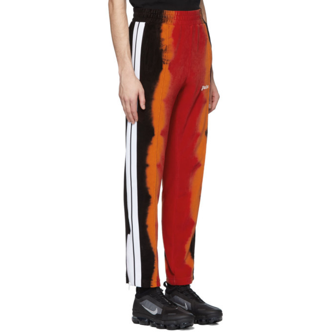 Palm Angels Black and Red Chenille Tie-Dye Lounge Pants