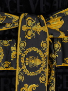 Versace Black Terry Cotton Bathrobe With Baroque Pattern