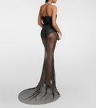 Giuseppe di Morabito Crystal-embellished mesh maxi skirt