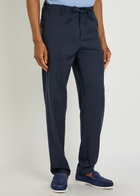 Canali Tapered-leg Wool Trousers Navy