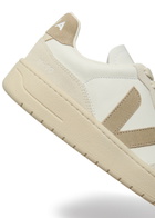 Veja V-90 Panelled Grained Leather Sneakers White