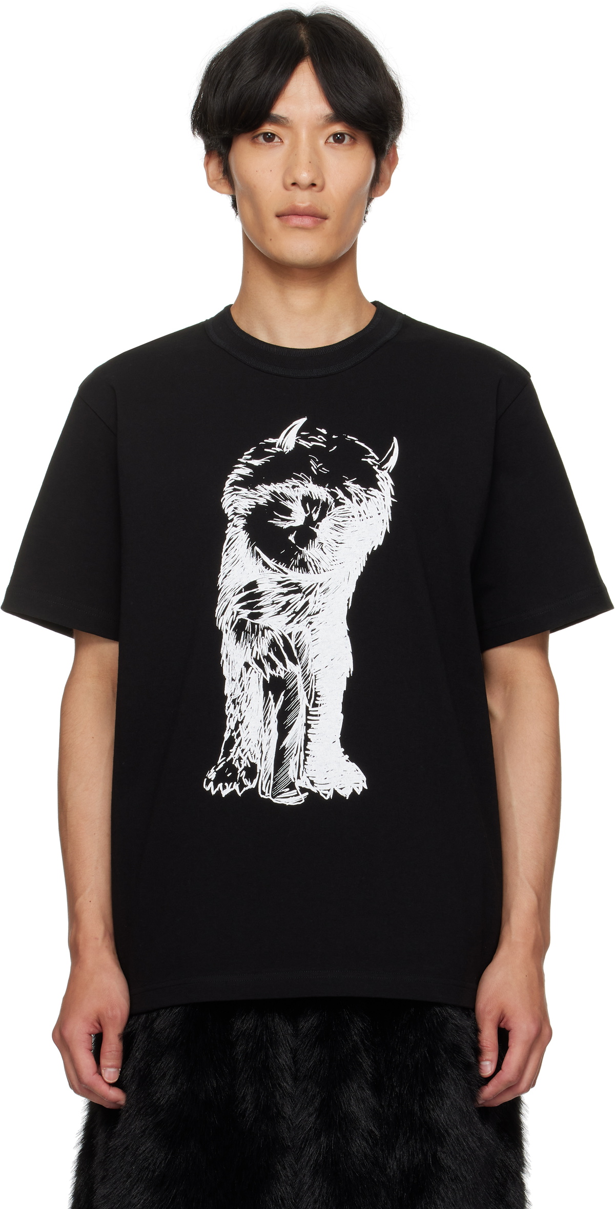 sacai Black WTAPS Edition Flock Print T-shirt Sacai
