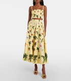 Oscar de la Renta Floral cotton-blend poplin midi skirt