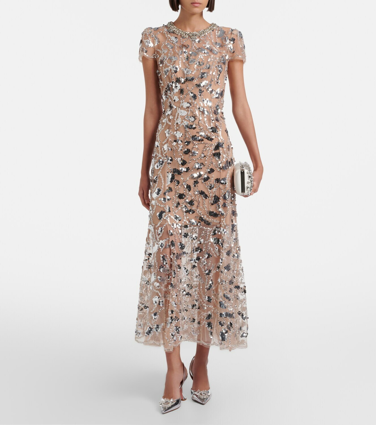 Self-Portrait Sheer sequined cocktail dress