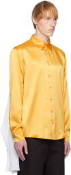 ANDREJ GRONAU Yellow Satin & Popeline Drape Double Shirt